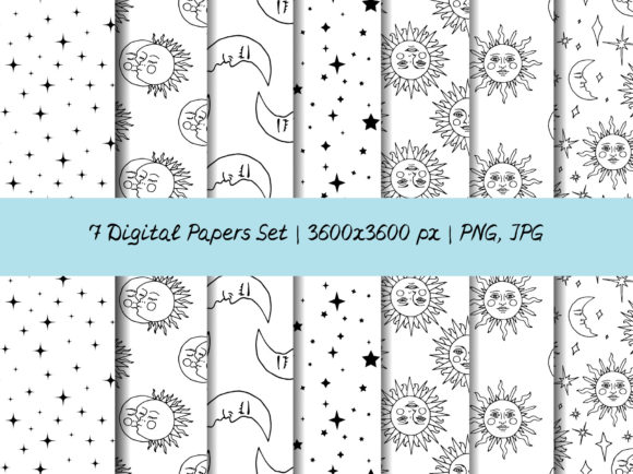 Download Celestial Bodies Sun Moon Digital Paper. - Moon digital paper Collection