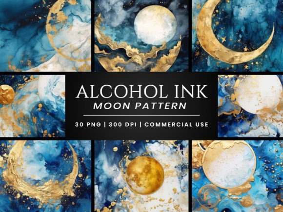 Download Alcohol Ink Moon Digital Paper - Moon digital paper Collection