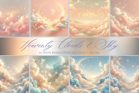 Download Fantasy Clouds Sky Moon Digital Paper - Moon digital paper Collection