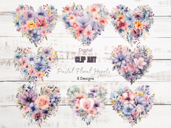 Download Pastel Floral Heart Clip Art - Heart clip art Collection