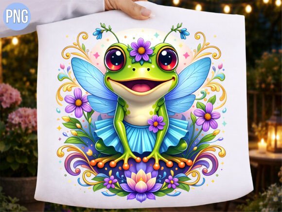 Download Cute Fairy Frog Lotus Wings Flower PNG - Frog Collection