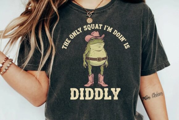 Download Funny Cowboy Frog Squat Diddly Workout Humor Png - Frog Collection