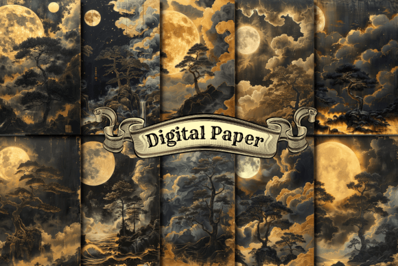 Download Full Moon Digital Paper - Full moon Collection