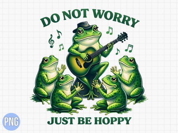 Download Just Be Hoppy Frog Guitar T-Shirt PNG - Premium Bundle