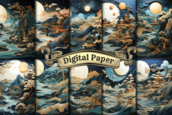 Download Chinese Full Moon Digital Paper - Full moon Collection