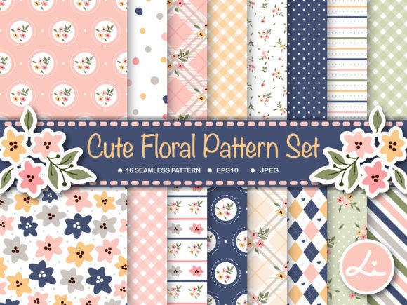 Download Cute Floral Digital Papers Set - Floral digital paper Collection